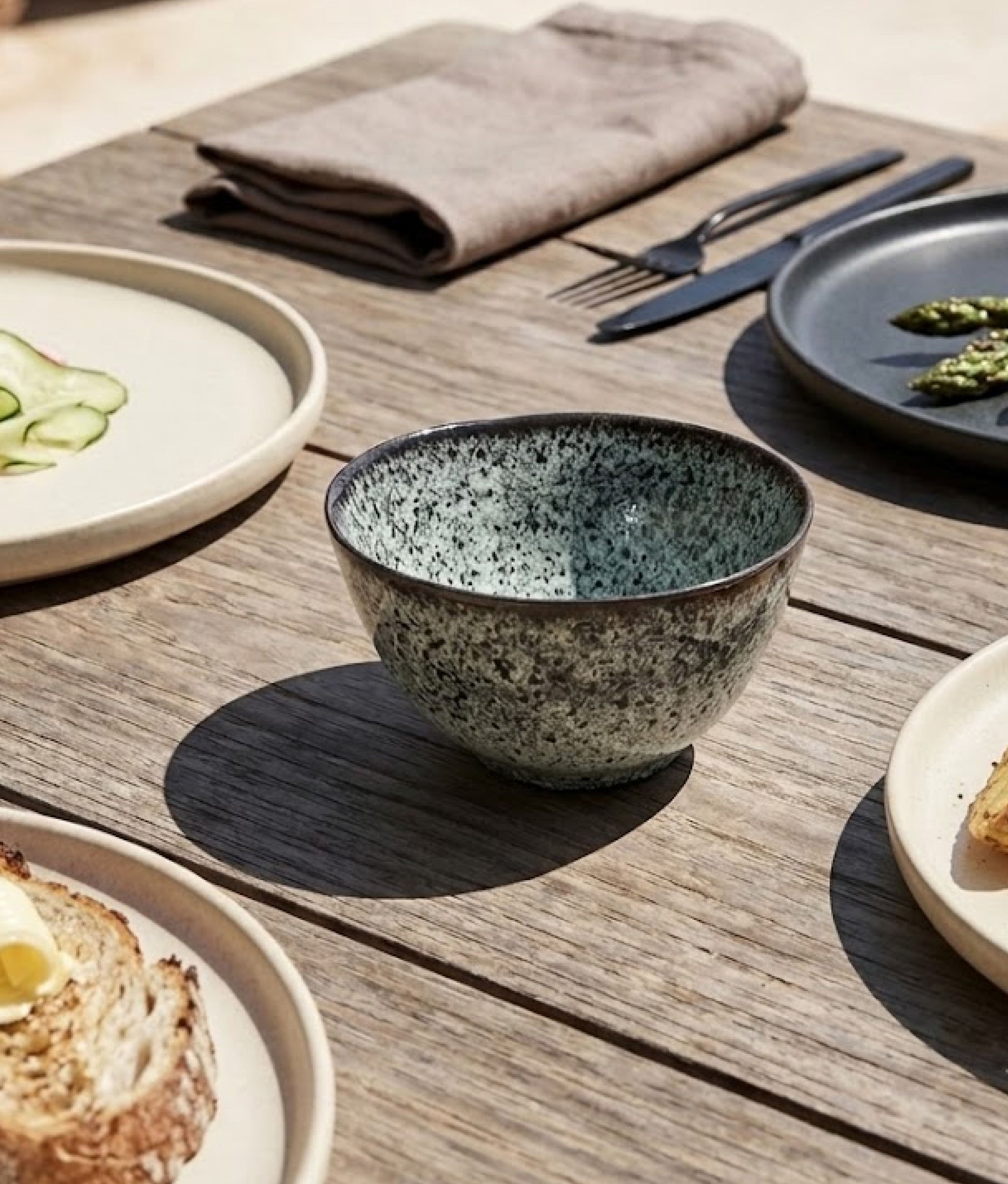Light Petrol Black Small Stoneware Bowl