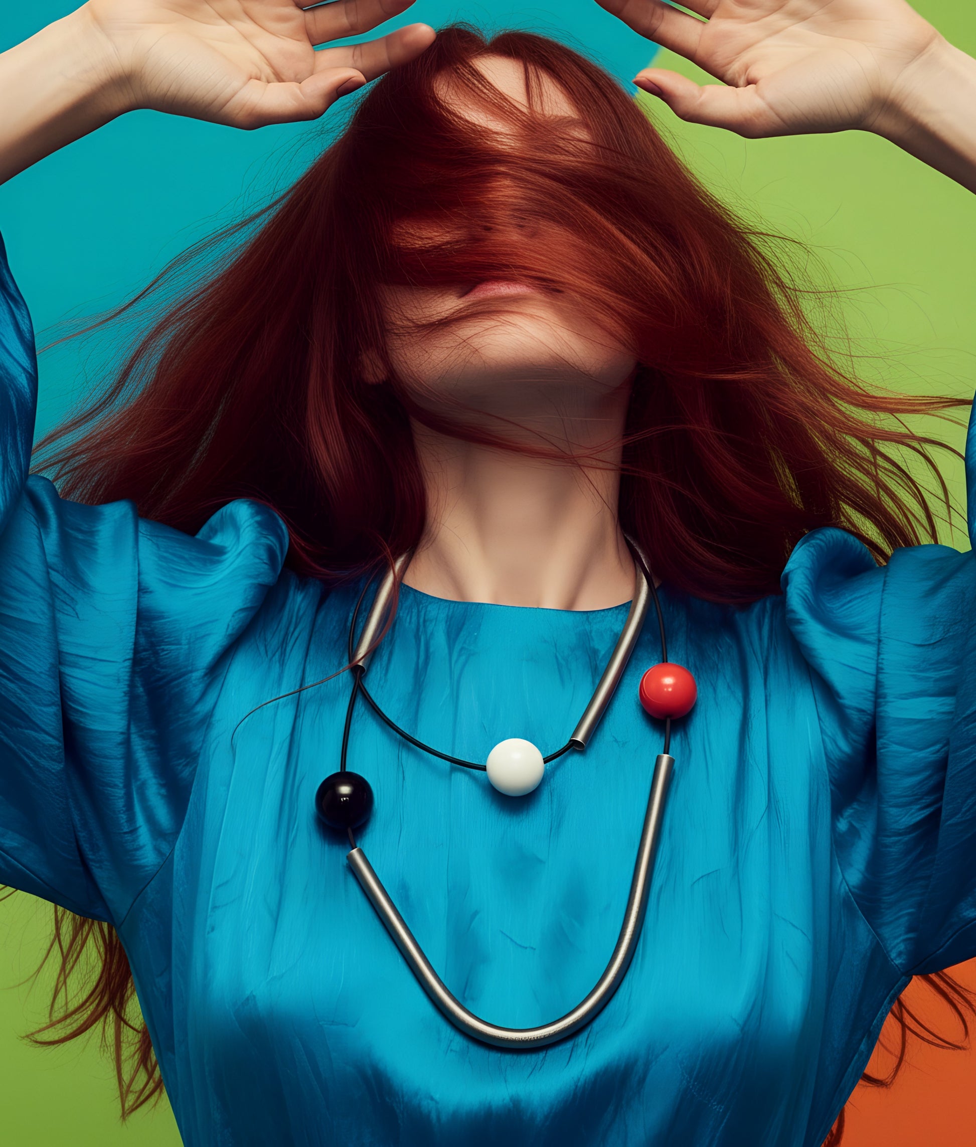 Red &amp; Black Sphere Steel Necklace