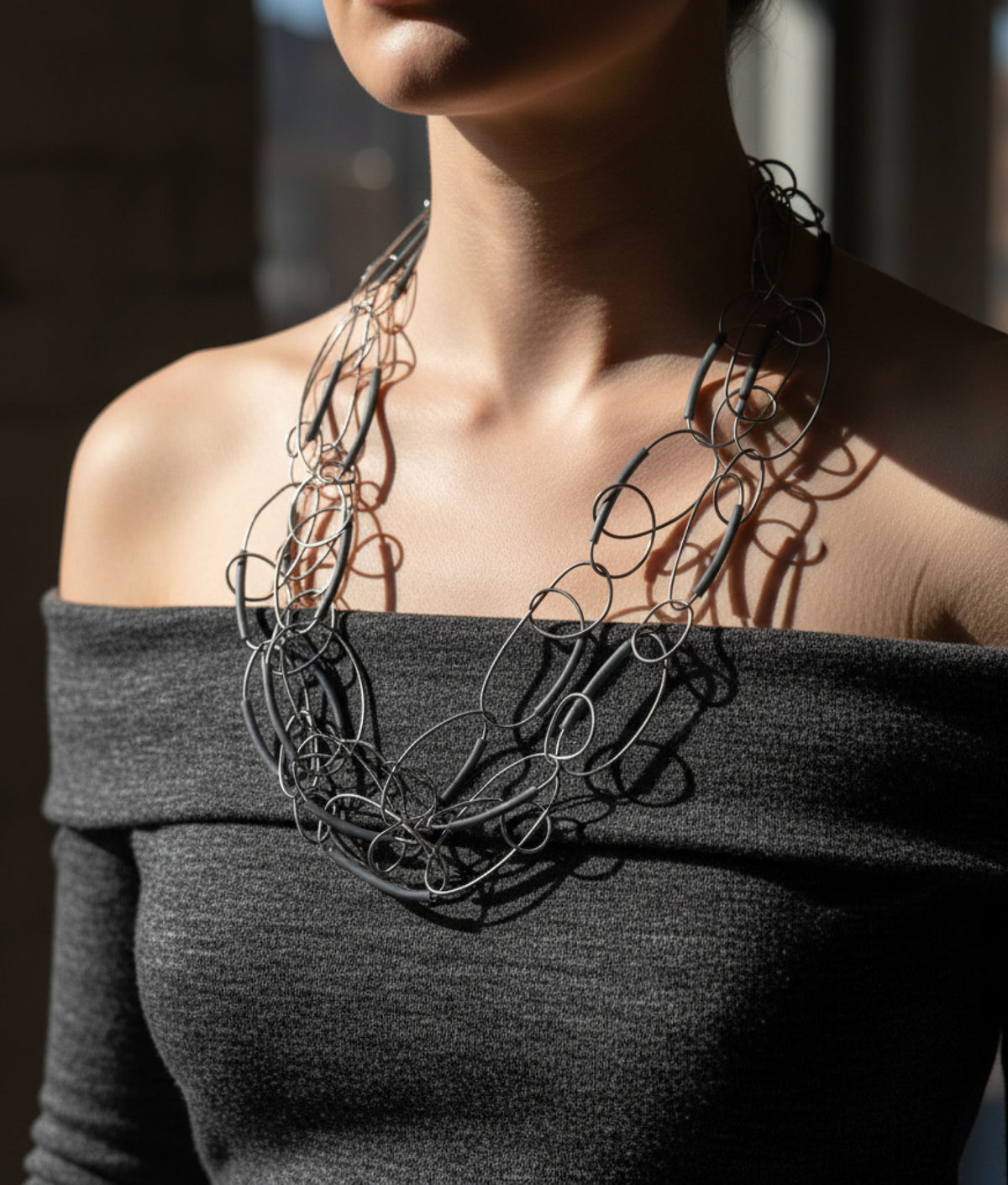 SPIRALINA Grey Necklace