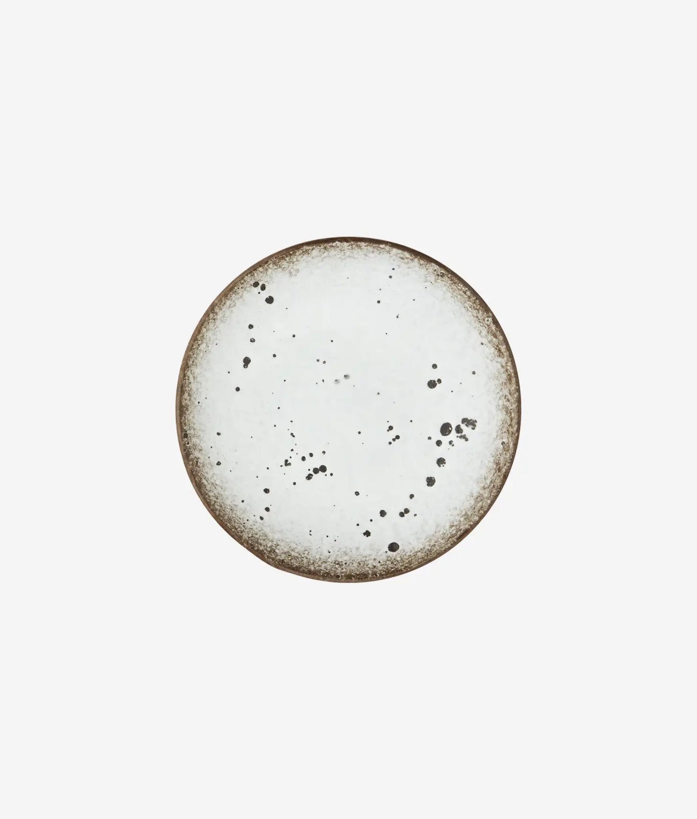 White Brown Stoneware Cake Plate