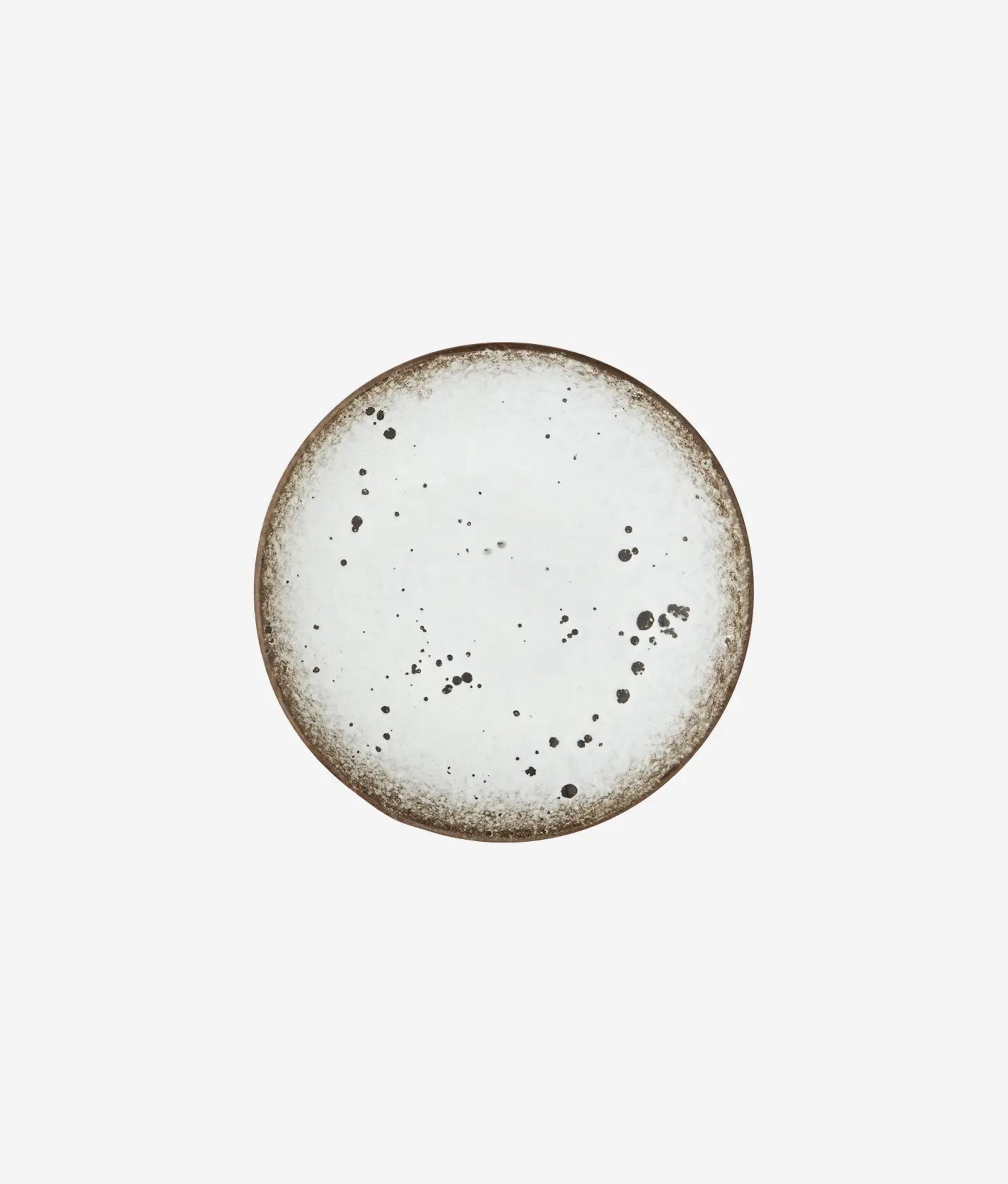 White Brown Stoneware Cake Plate