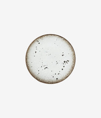 White Brown Stoneware Cake Plate