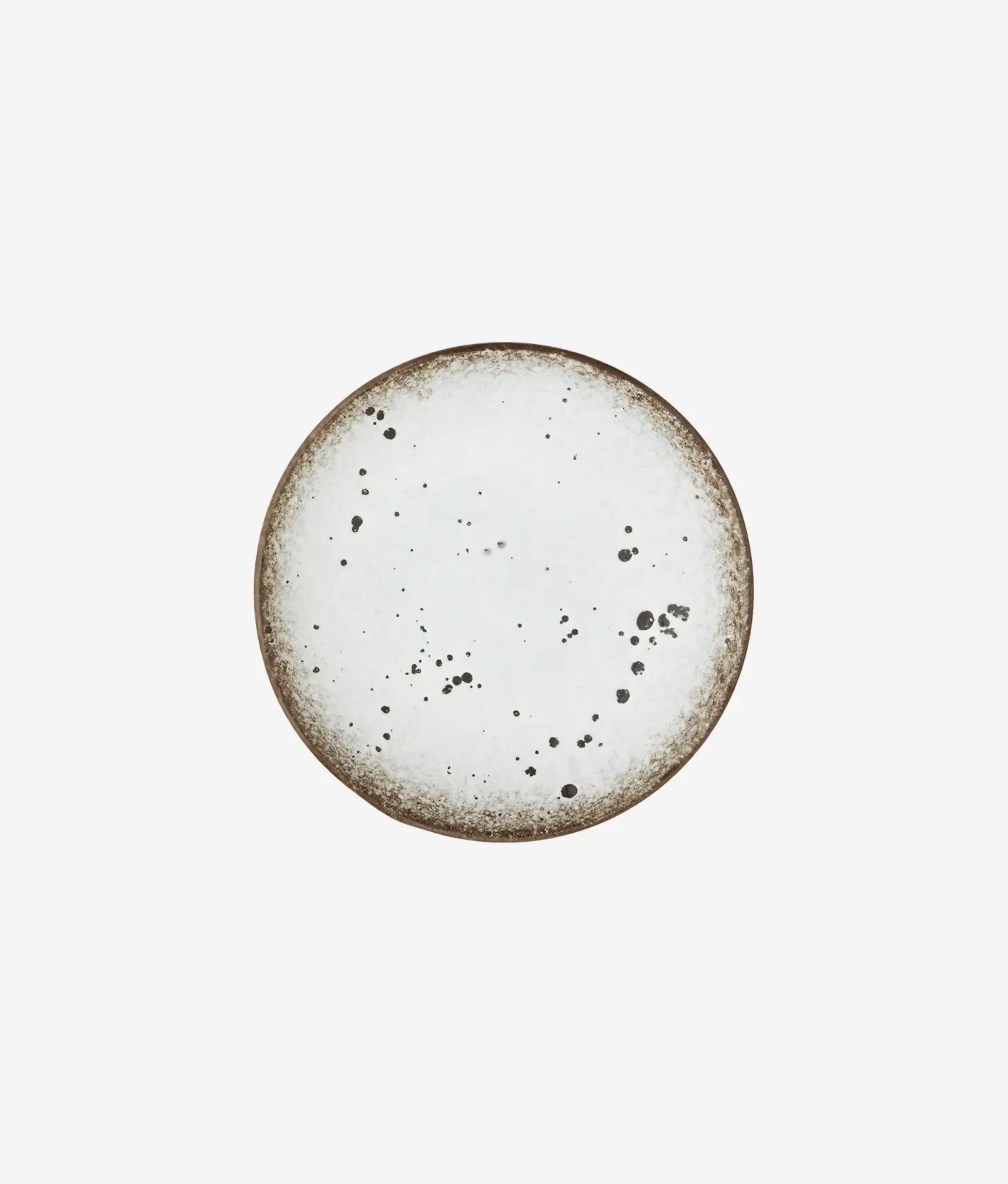 White Brown Stoneware Cake Plate