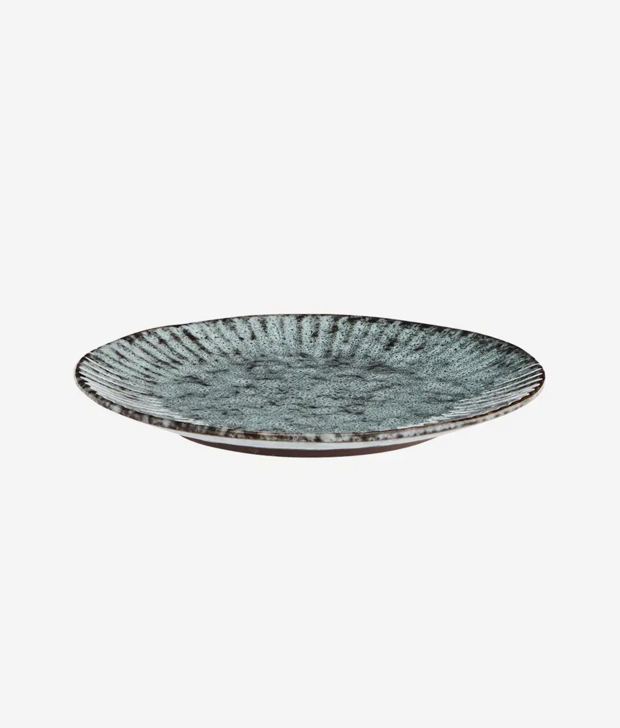 Light Petrol Black Stoneware Cake Plate