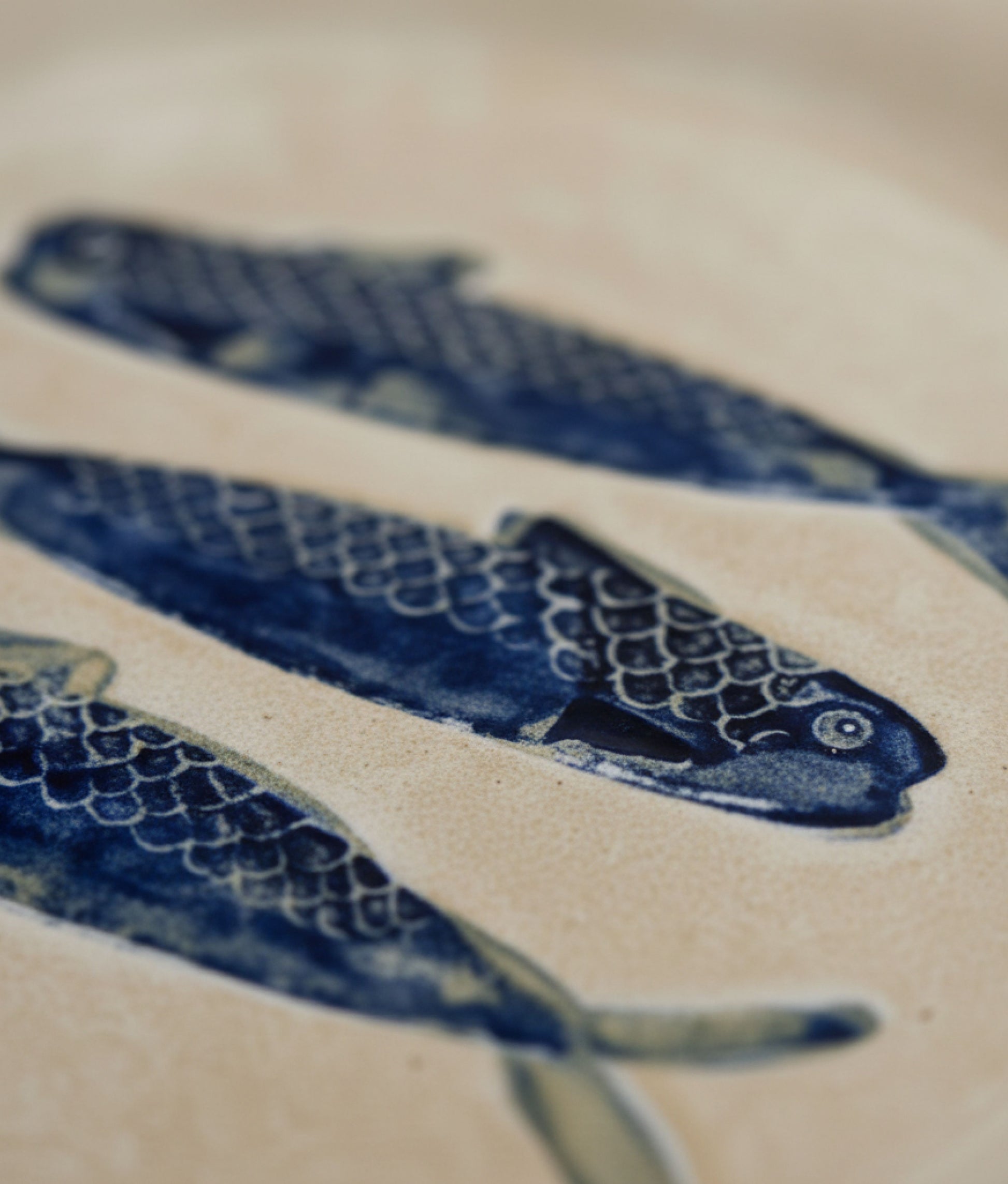 Blue Fishes Stoneware Dinner Plate