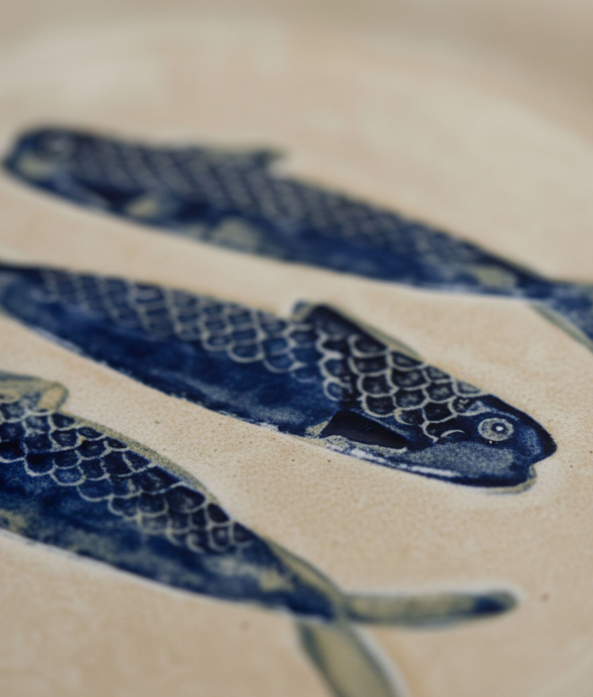 Blue Fishes Stoneware Dinner Plate