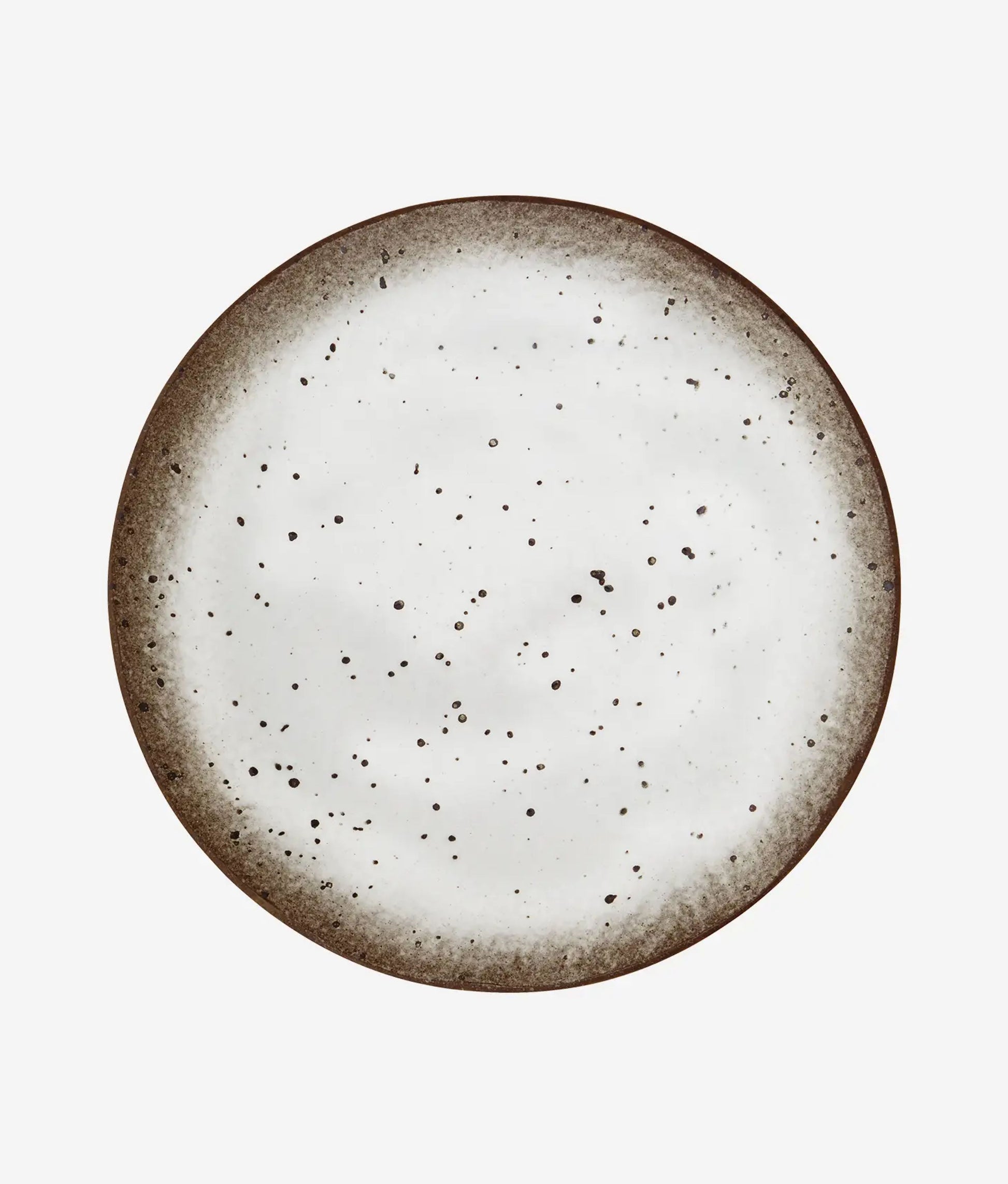 White Brown Stoneware Dinner Plate