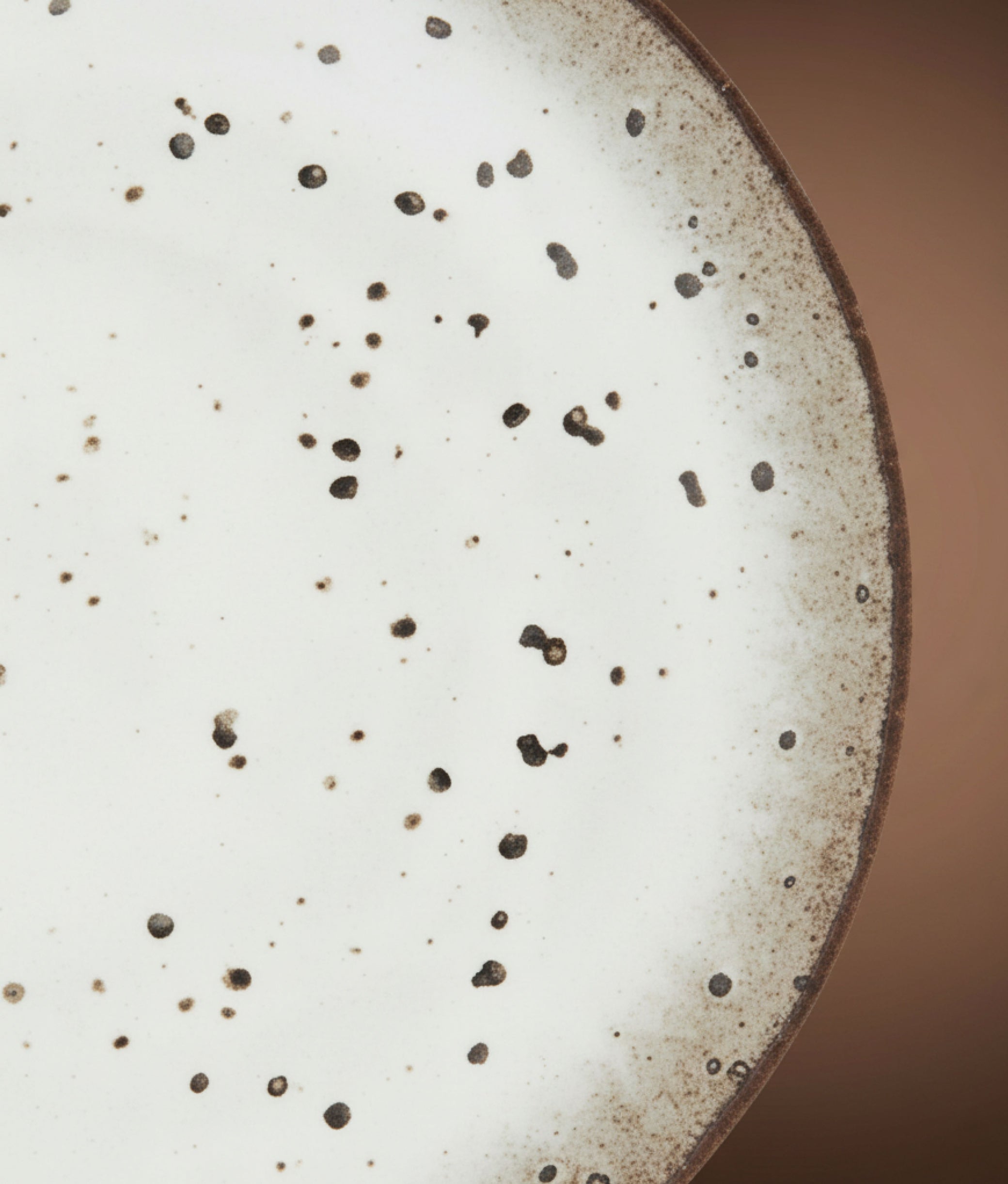 White Brown Stoneware Lunch Plate