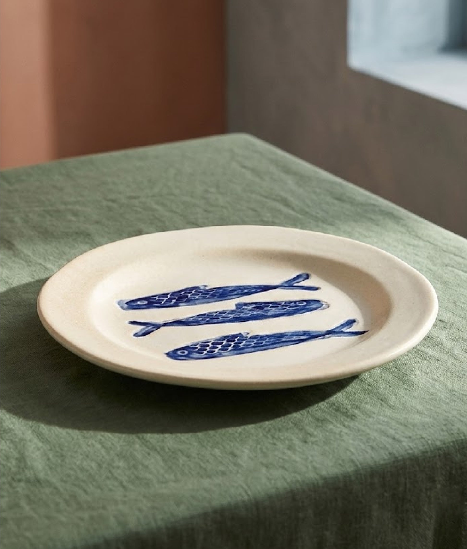 Blue Fishes Stoneware Lunch Plate