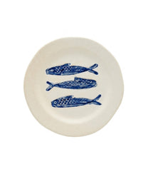 Blue Fishes Stoneware Lunch Plate