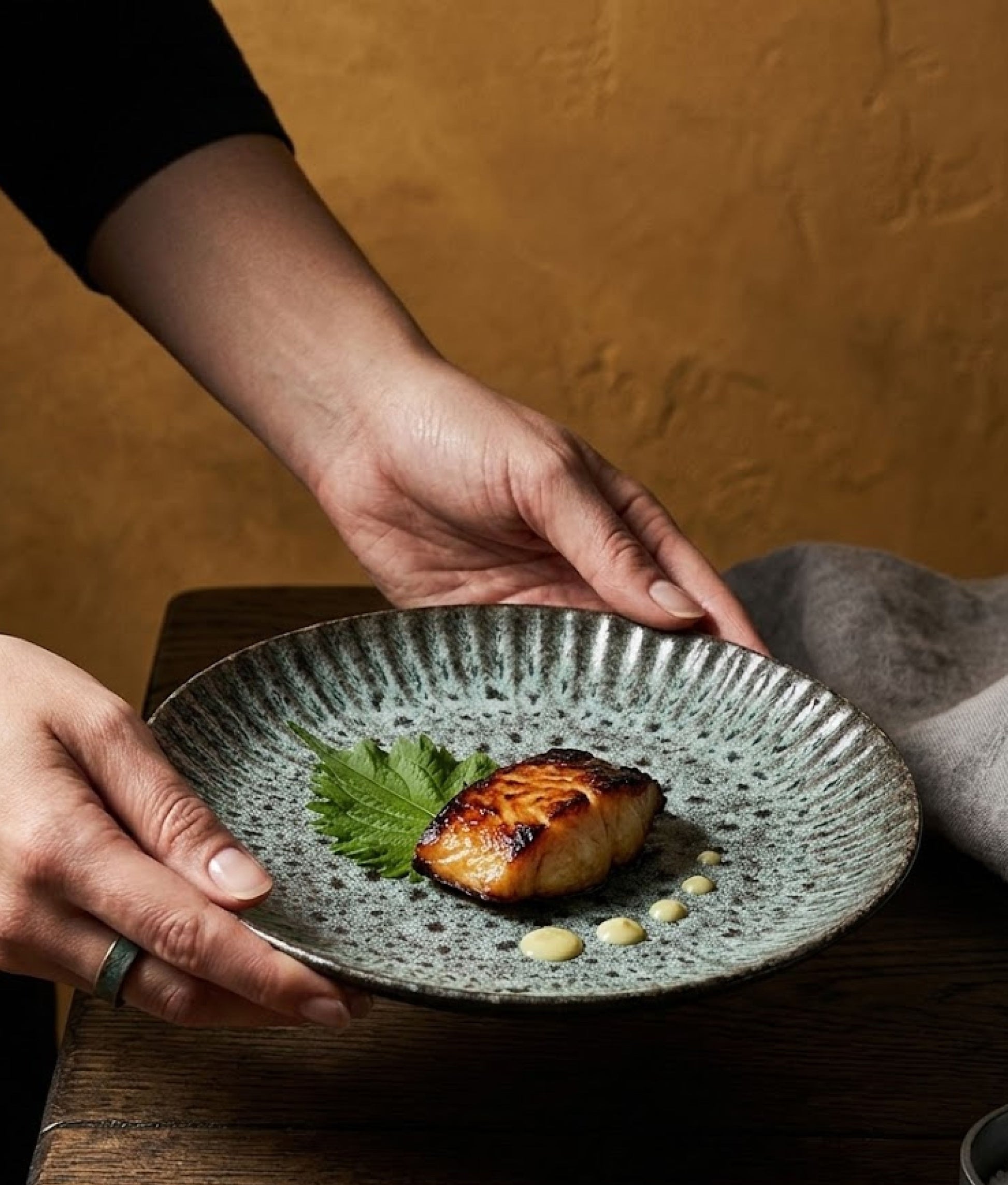 Light Petrol Black Stoneware Lunch Plate