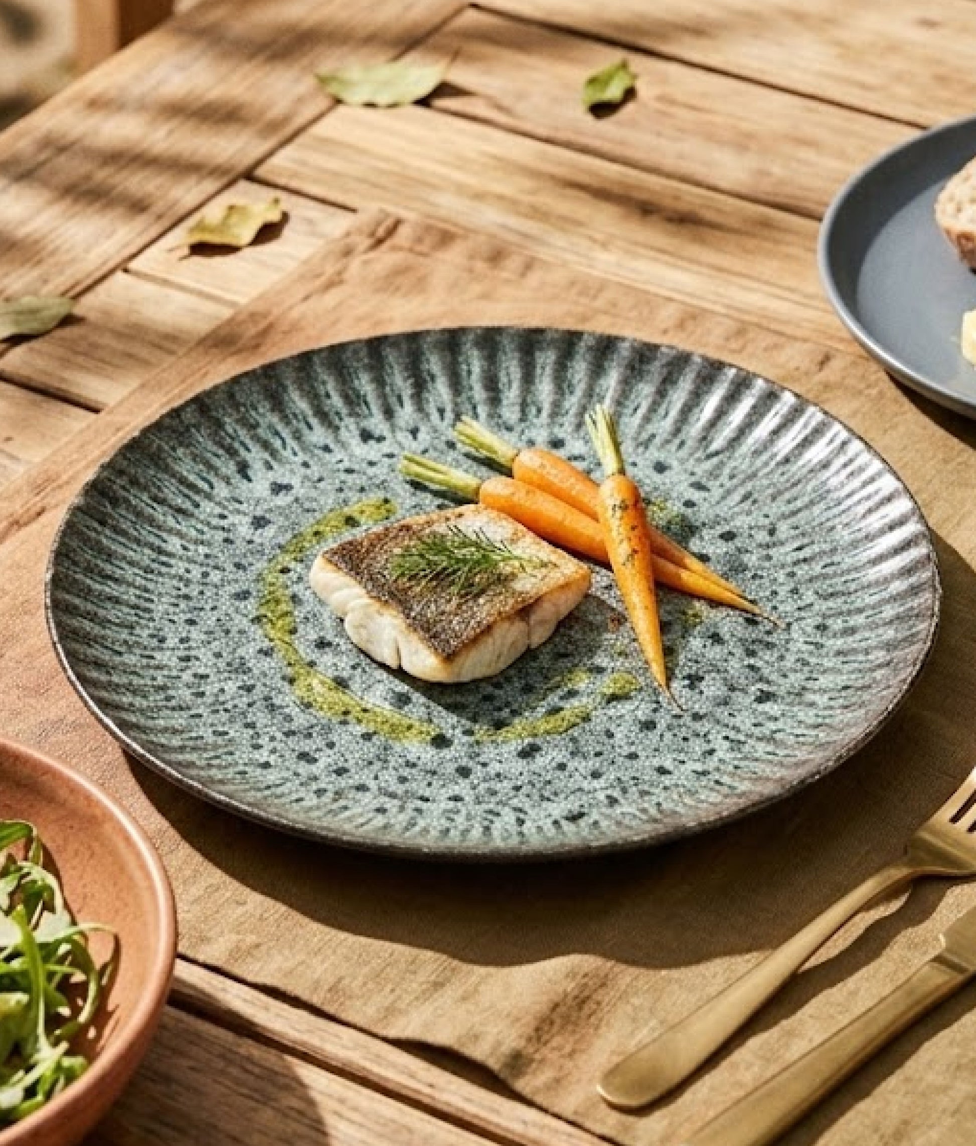 Light Petrol Black Stoneware Lunch Plate