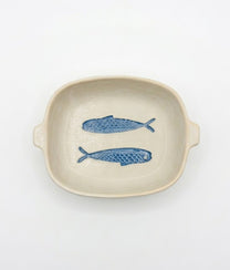 Blue Fishes Stoneware Oven Dish