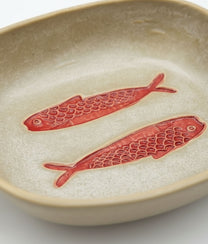 Red Fishes Stoneware Oven Dish