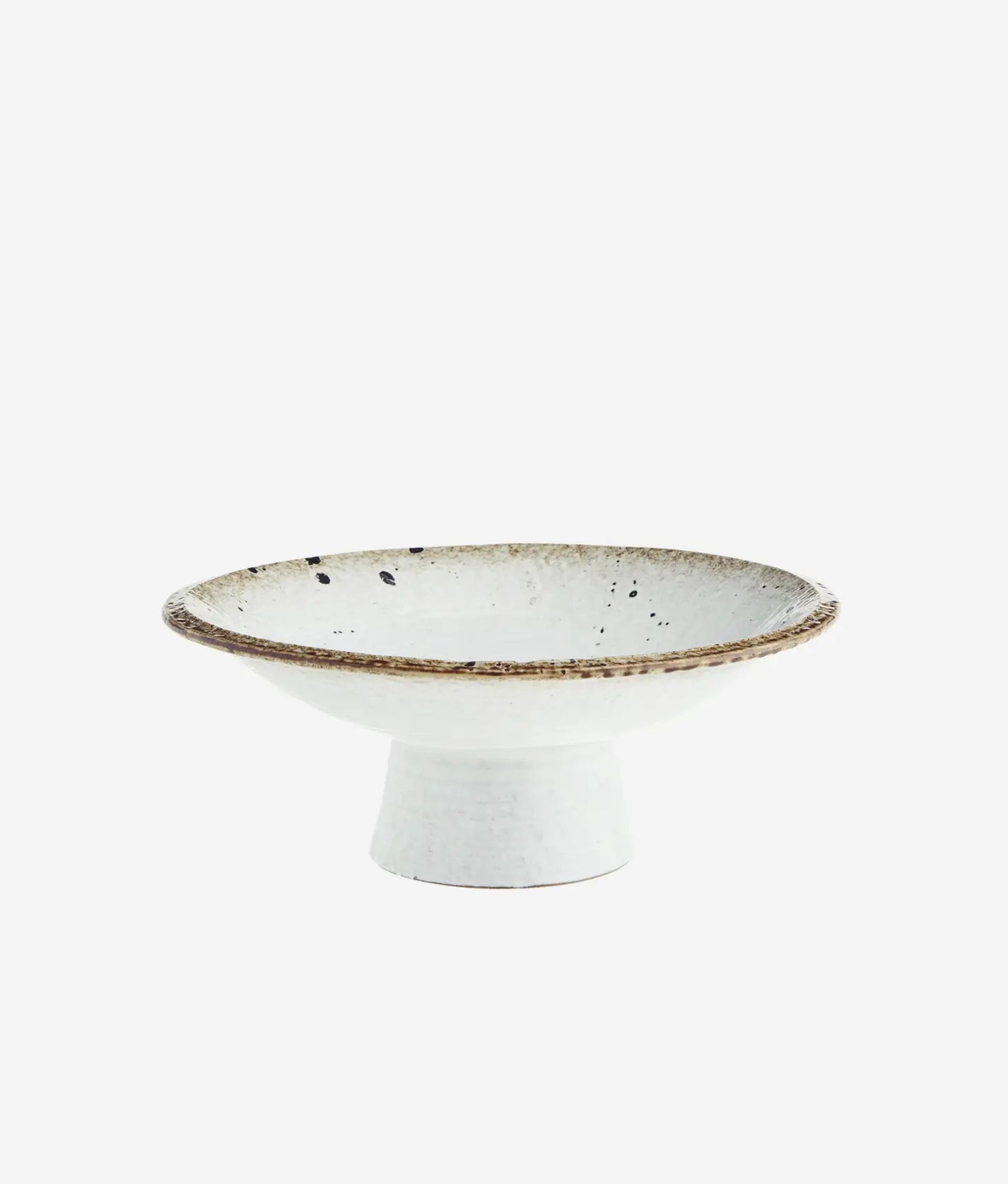White Brown Stoneware Pedestal Dish