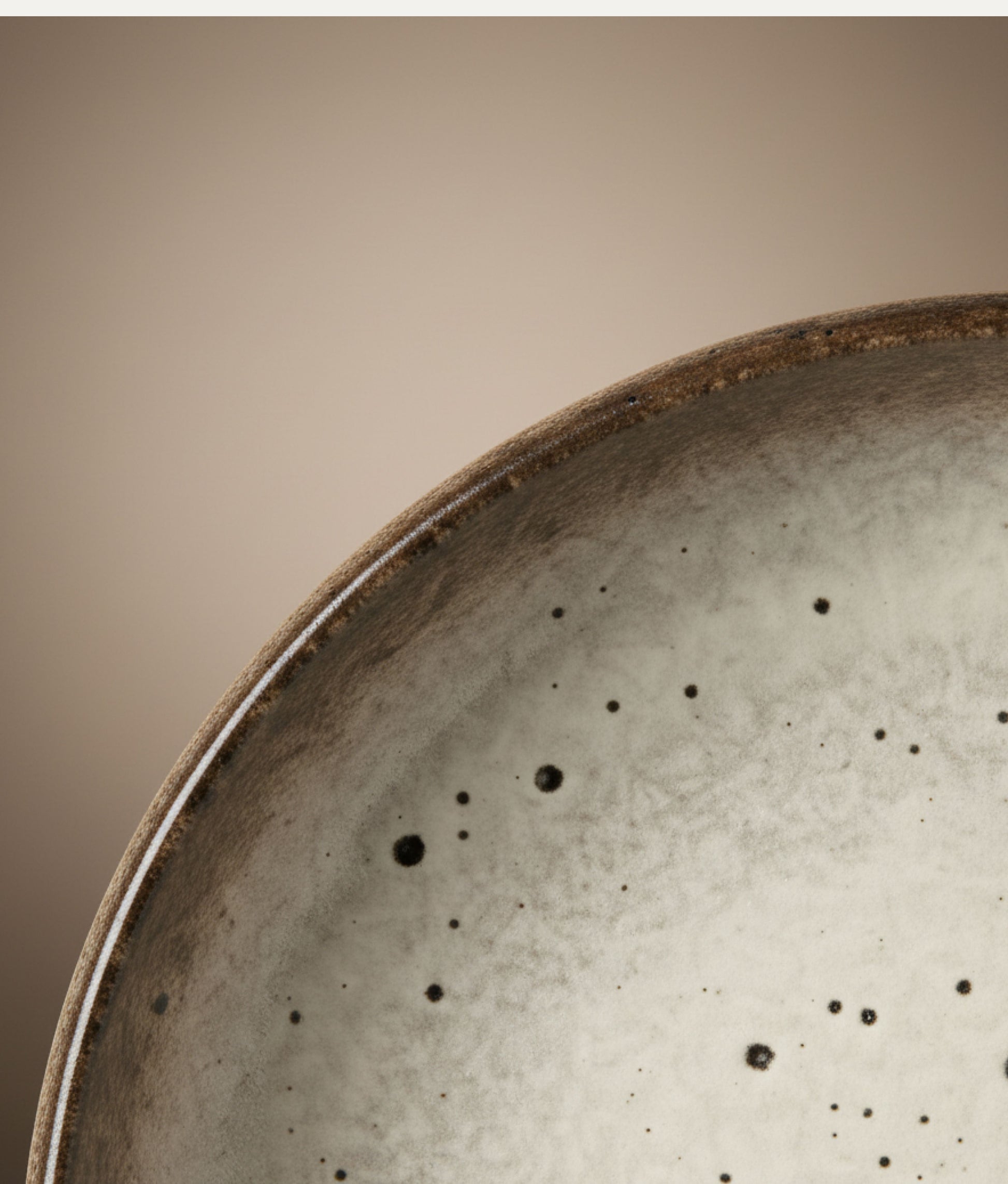 White Brown Stoneware Serving Bowl