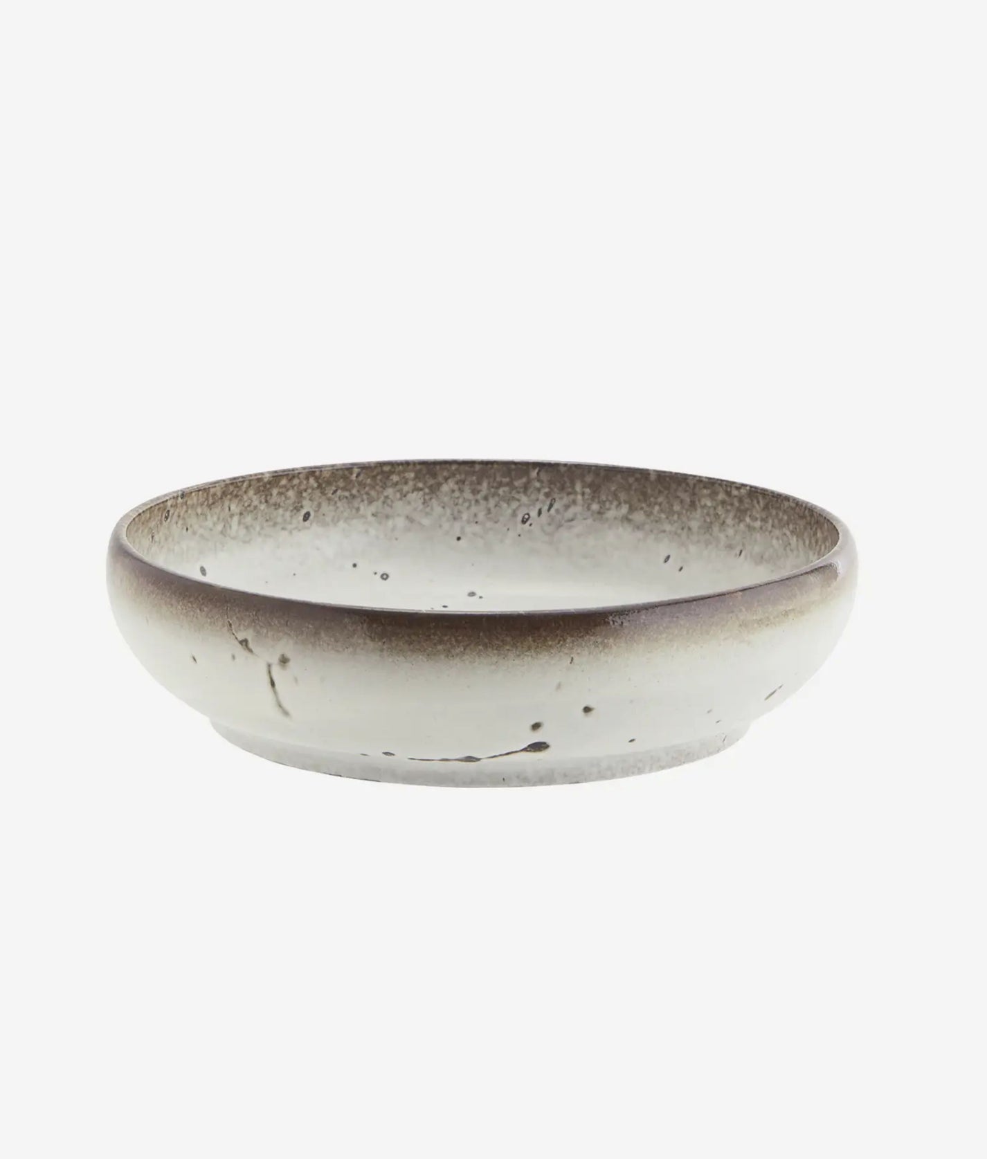 White Brown Stoneware Serving Bowl