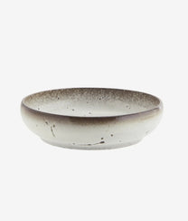 White Brown Stoneware Serving Bowl
