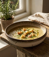 White Brown Stoneware Serving Bowl
