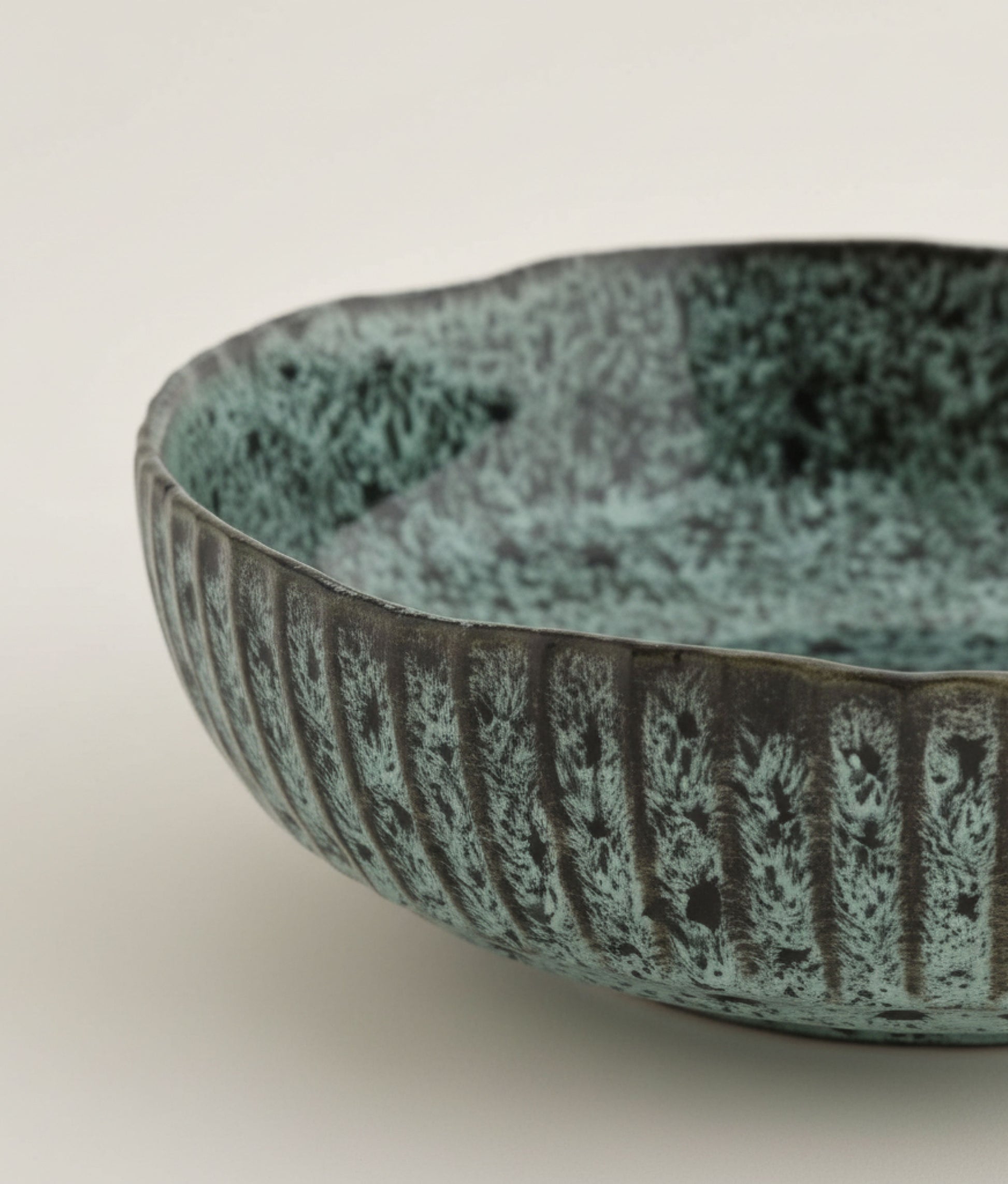 Light Petrol Black Stoneware Serving Bowl