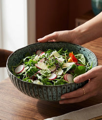 Light Petrol Black Stoneware Serving Bowl
