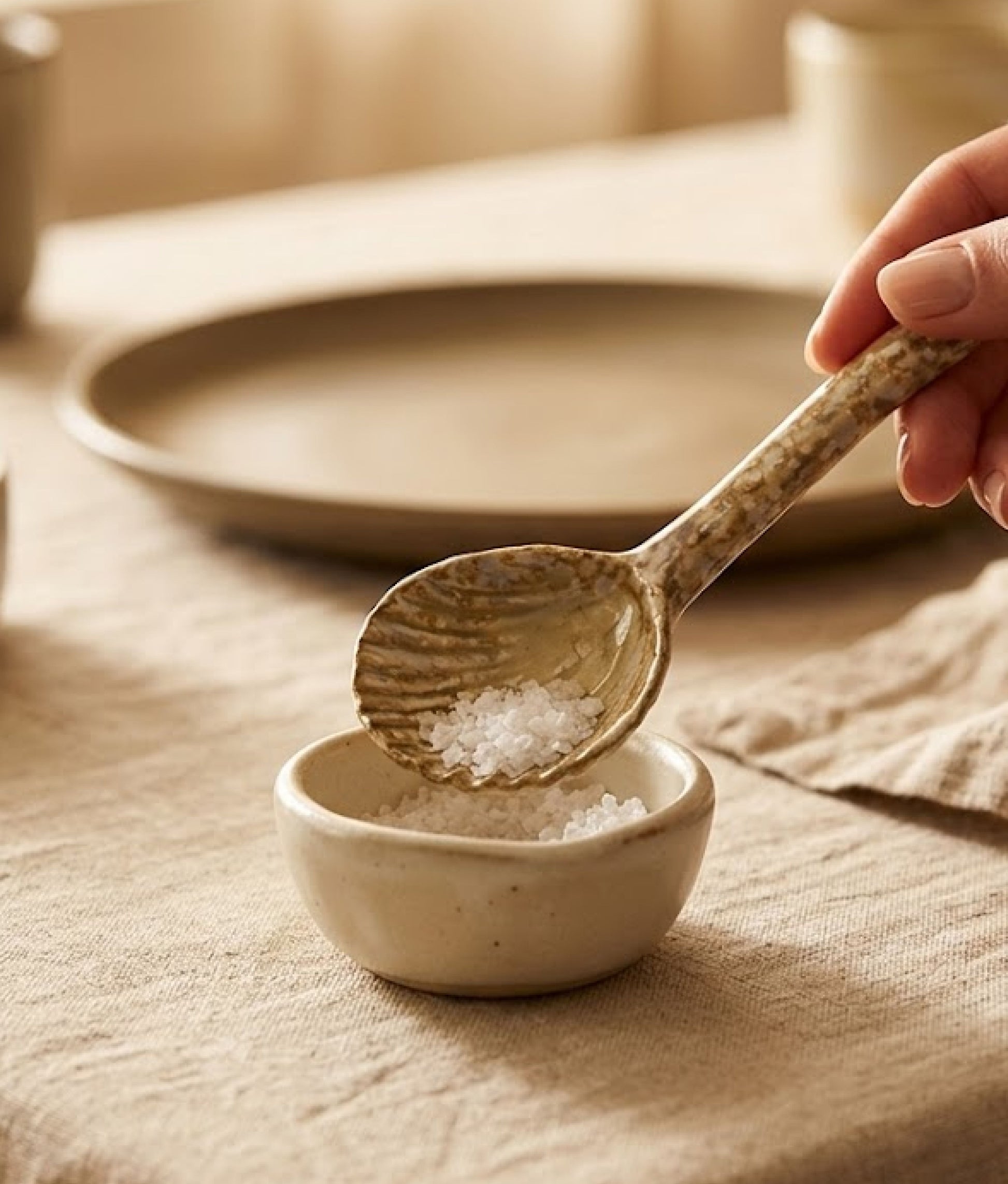 Brown Shell Stoneware Serving Spoon