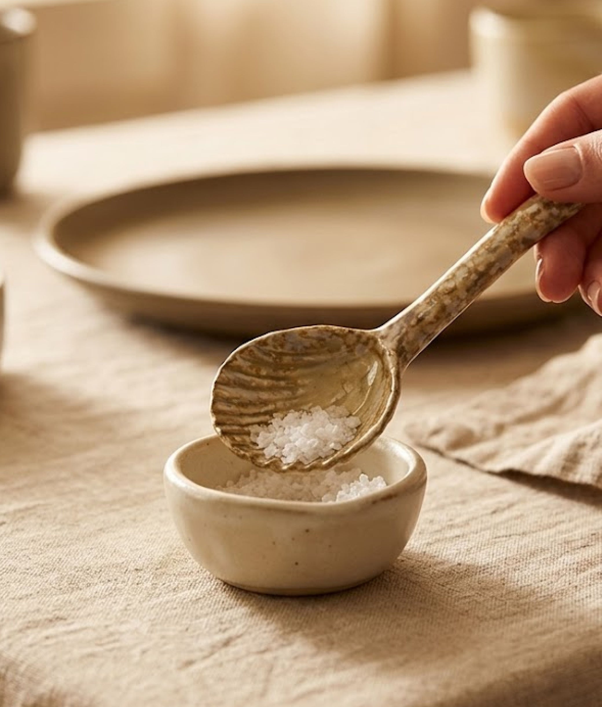 Brown Shell Stoneware Serving Spoon