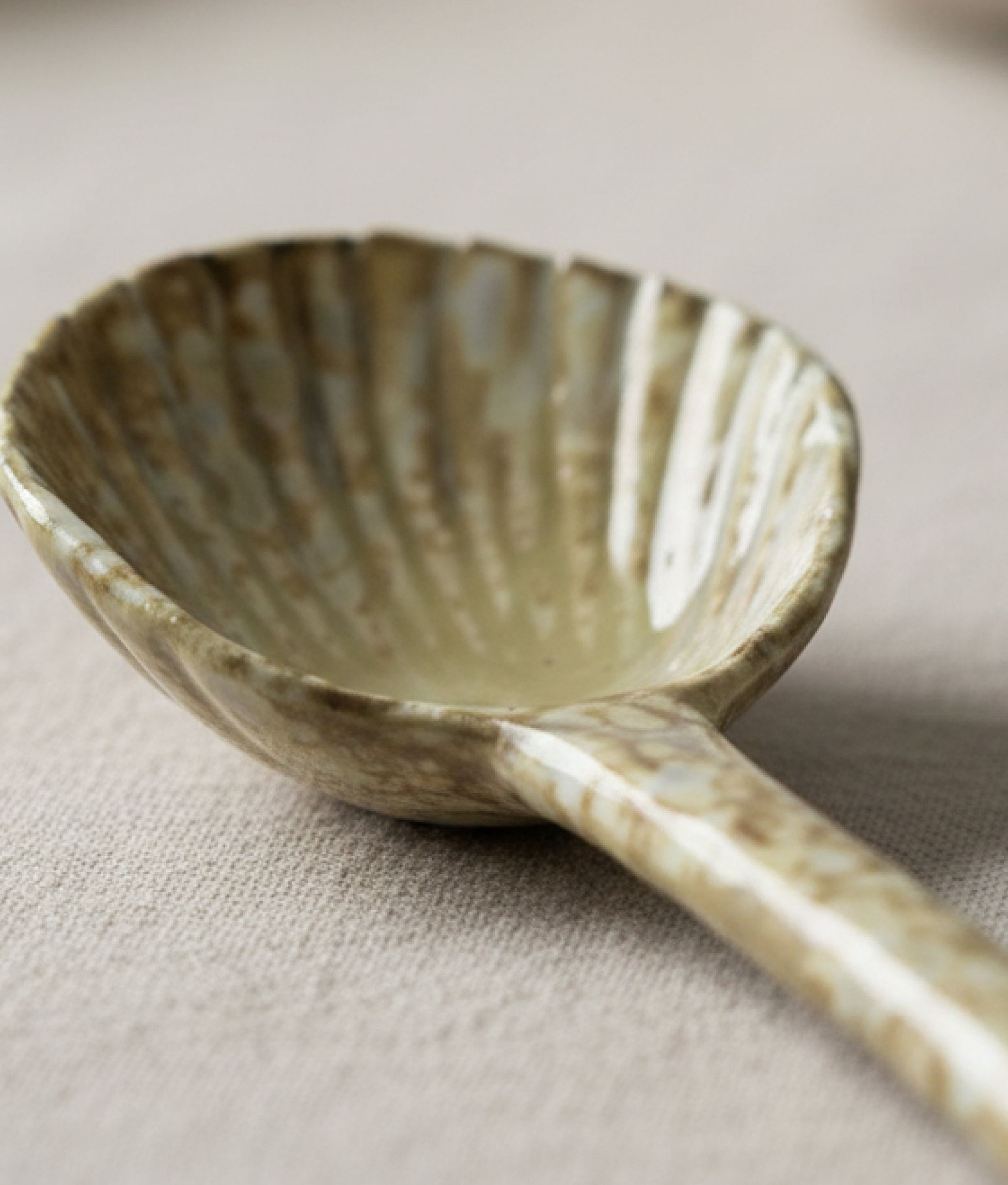 Brown Shell Stoneware Serving Spoon