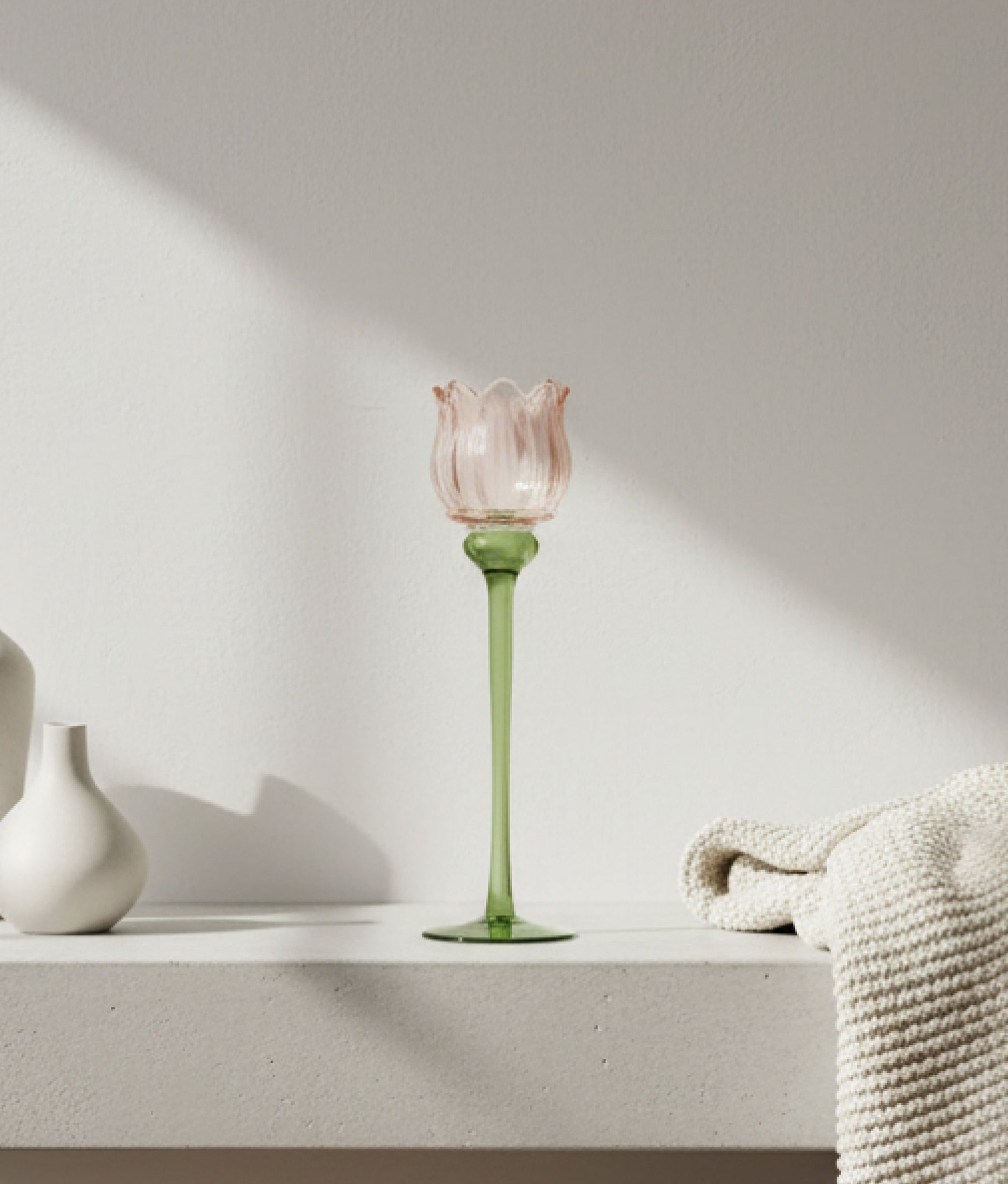 Light Pink Tulip Tea Candle Holder