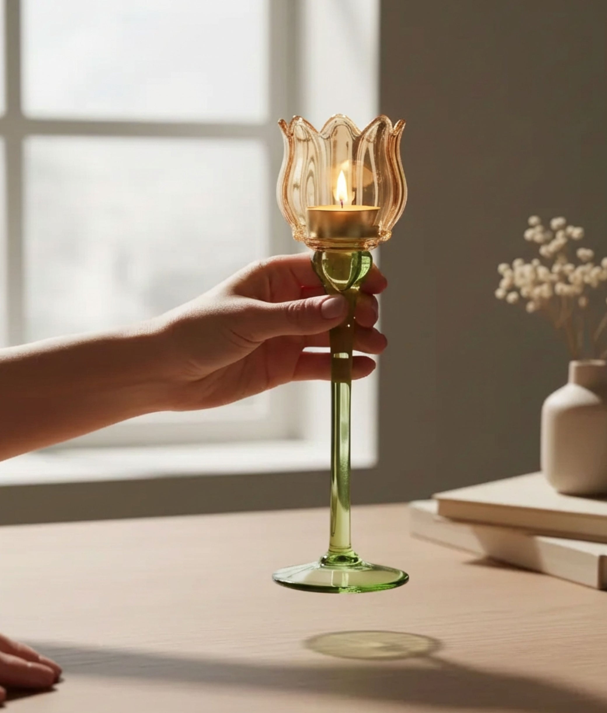 Orange Tulip Tea Candle Holder