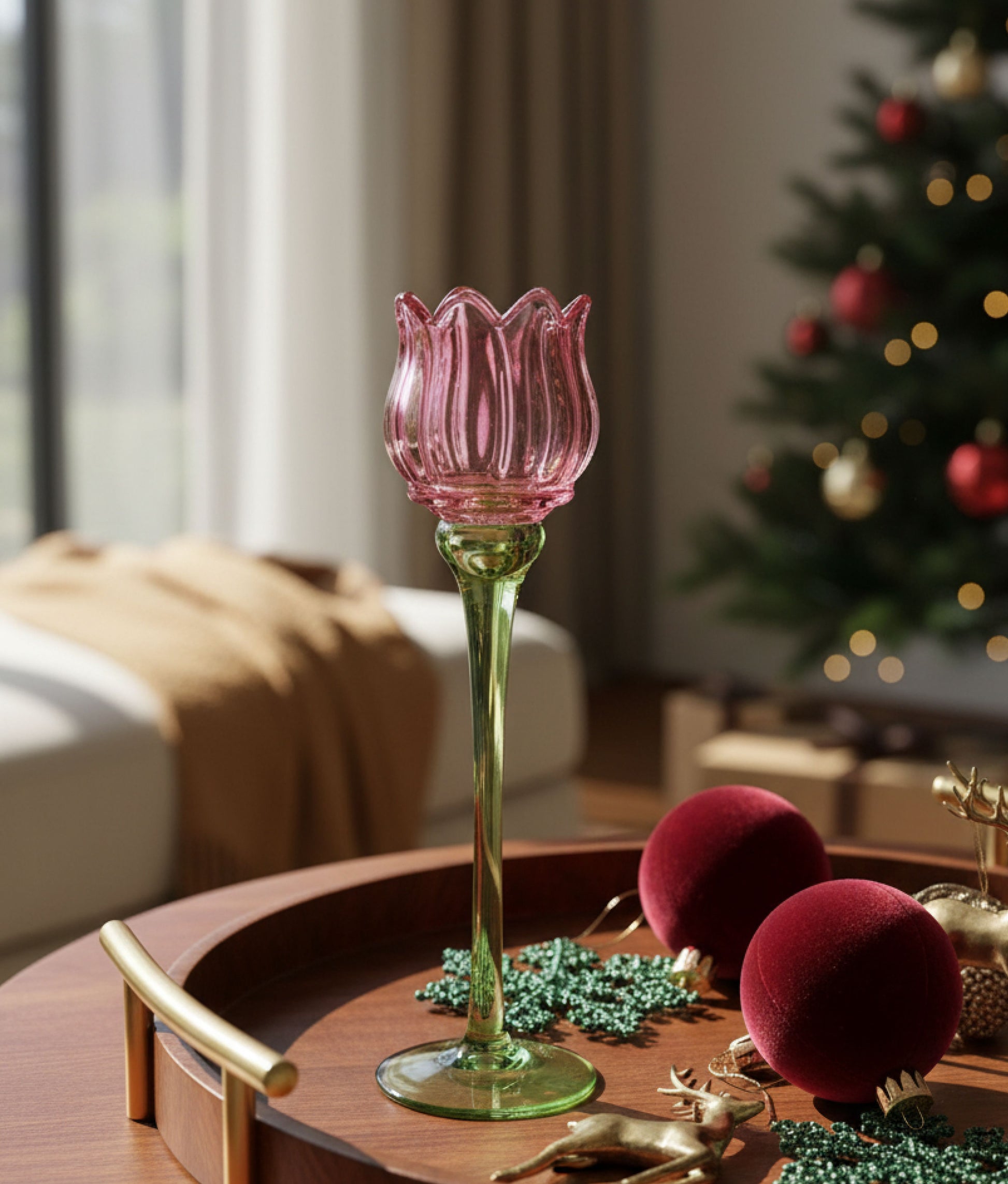 Pink Tulip Tea Candle Holder