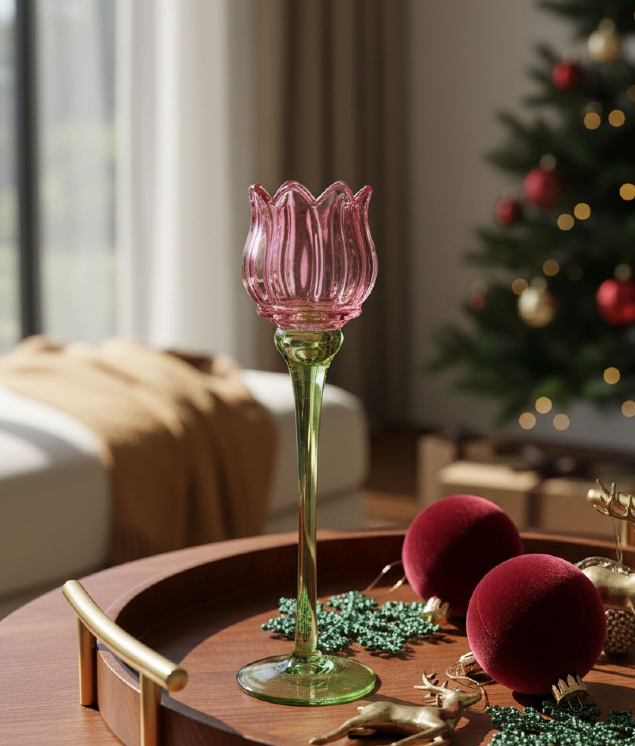 Pink Tulip Tea Candle Holder