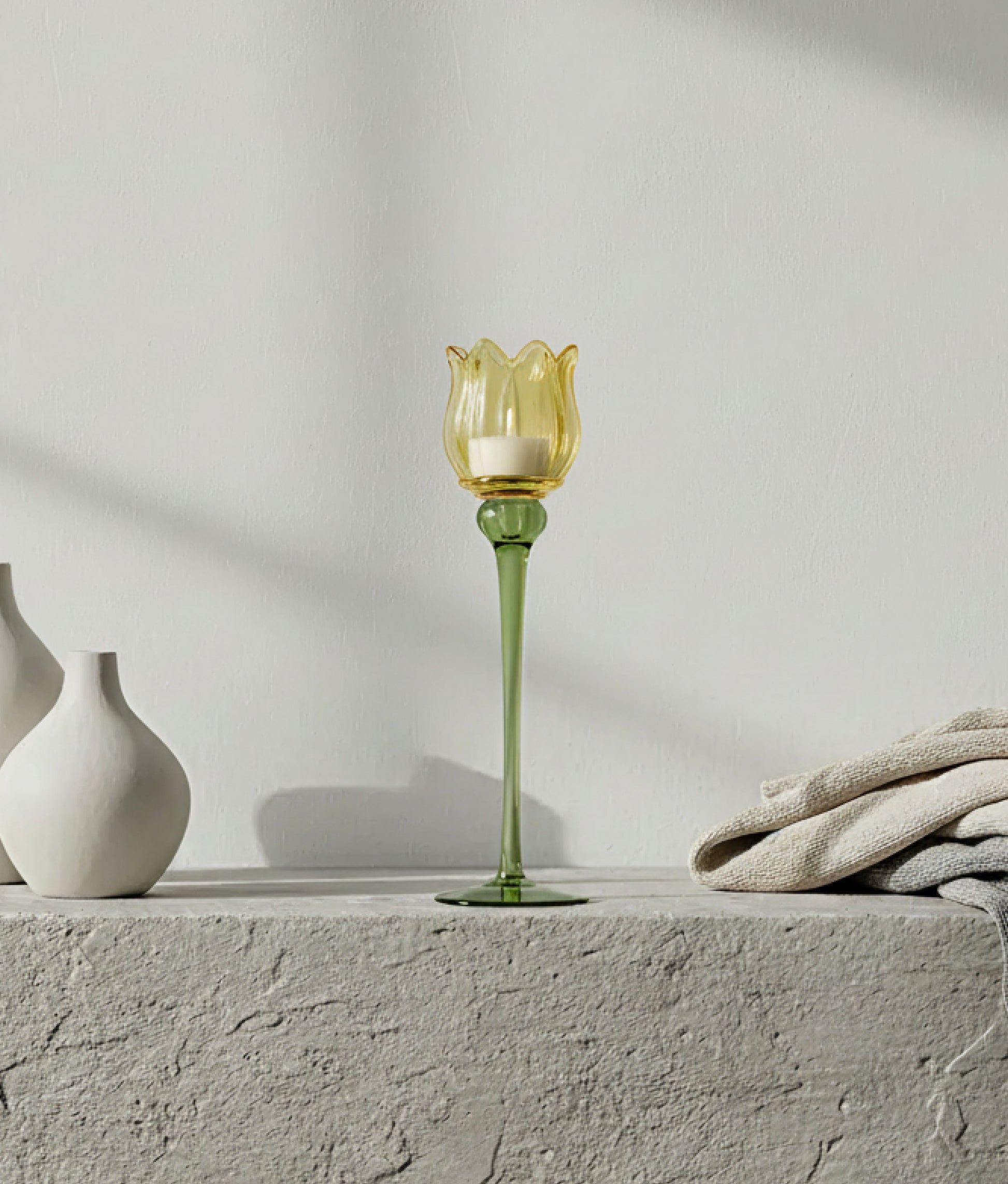 Yellow Tulip Tea Candle Holder