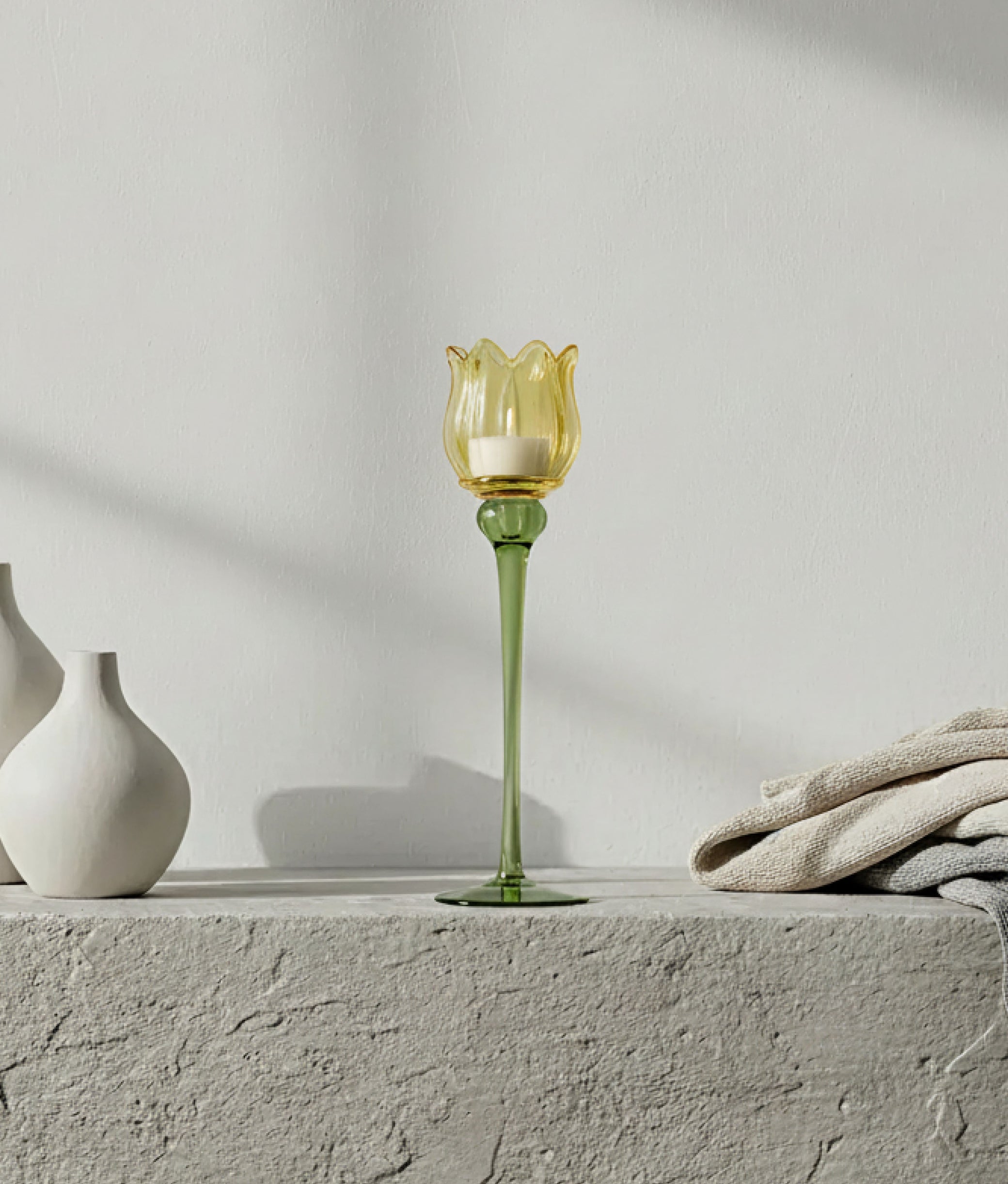 Yellow Tulip Tea Candle Holder