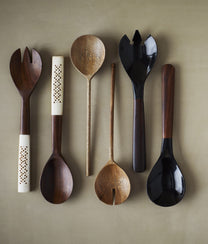 Mango Wood Round Salad Set