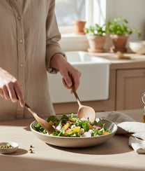 Mango Wood Round Salad Set
