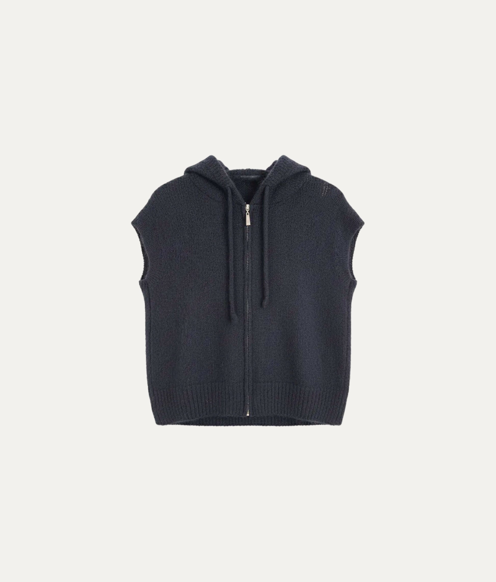 Wool Vest Hoodie Blue