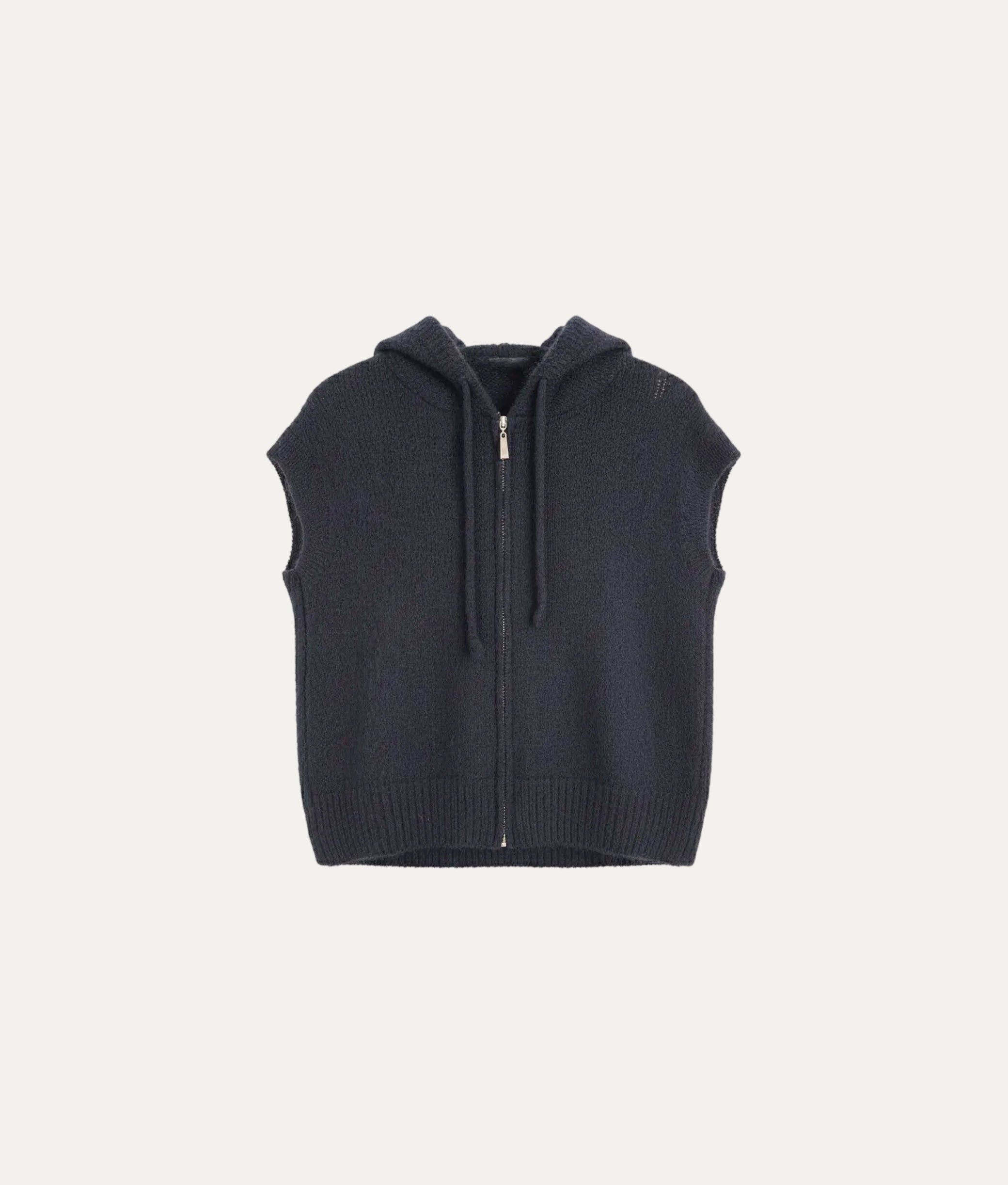 Wool Vest Hoodie Blue