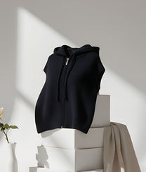 Wool Vest Hoodie Blue