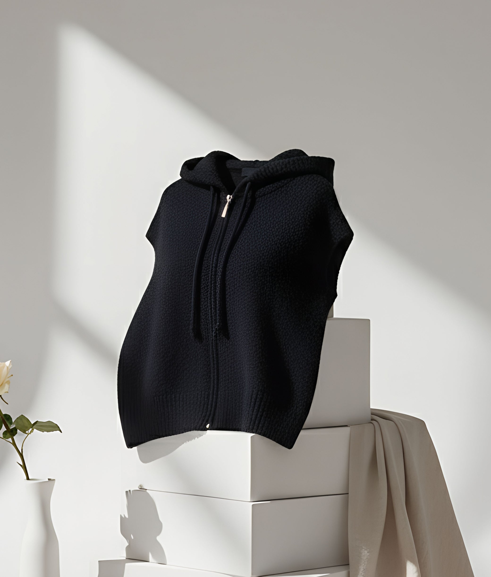 Wool Vest Hoodie Blue