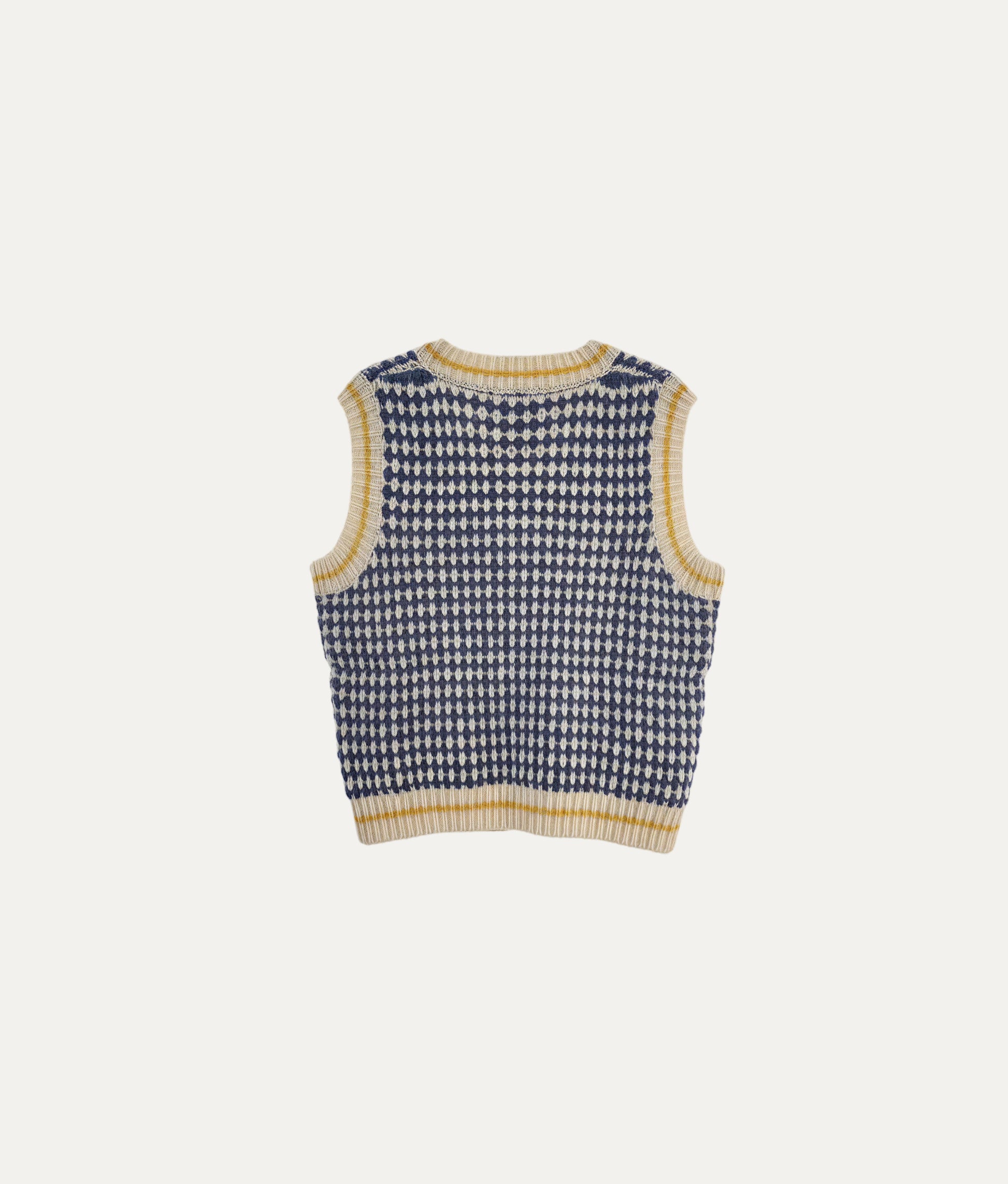 White &amp; Blue Checks Wool Vest
