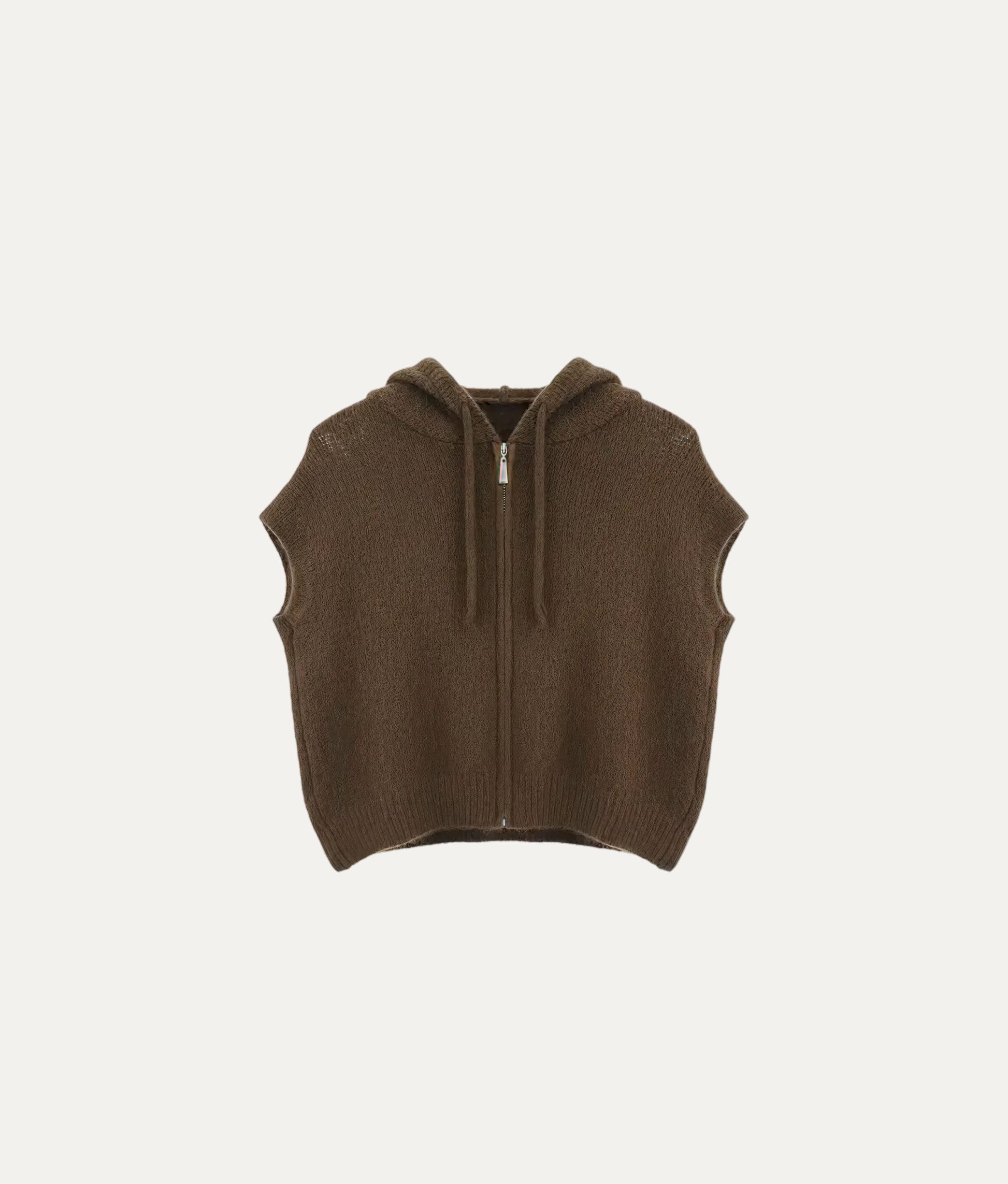 Brown Wool Hoodie Vest