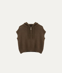 Brown Wool Hoodie Vest