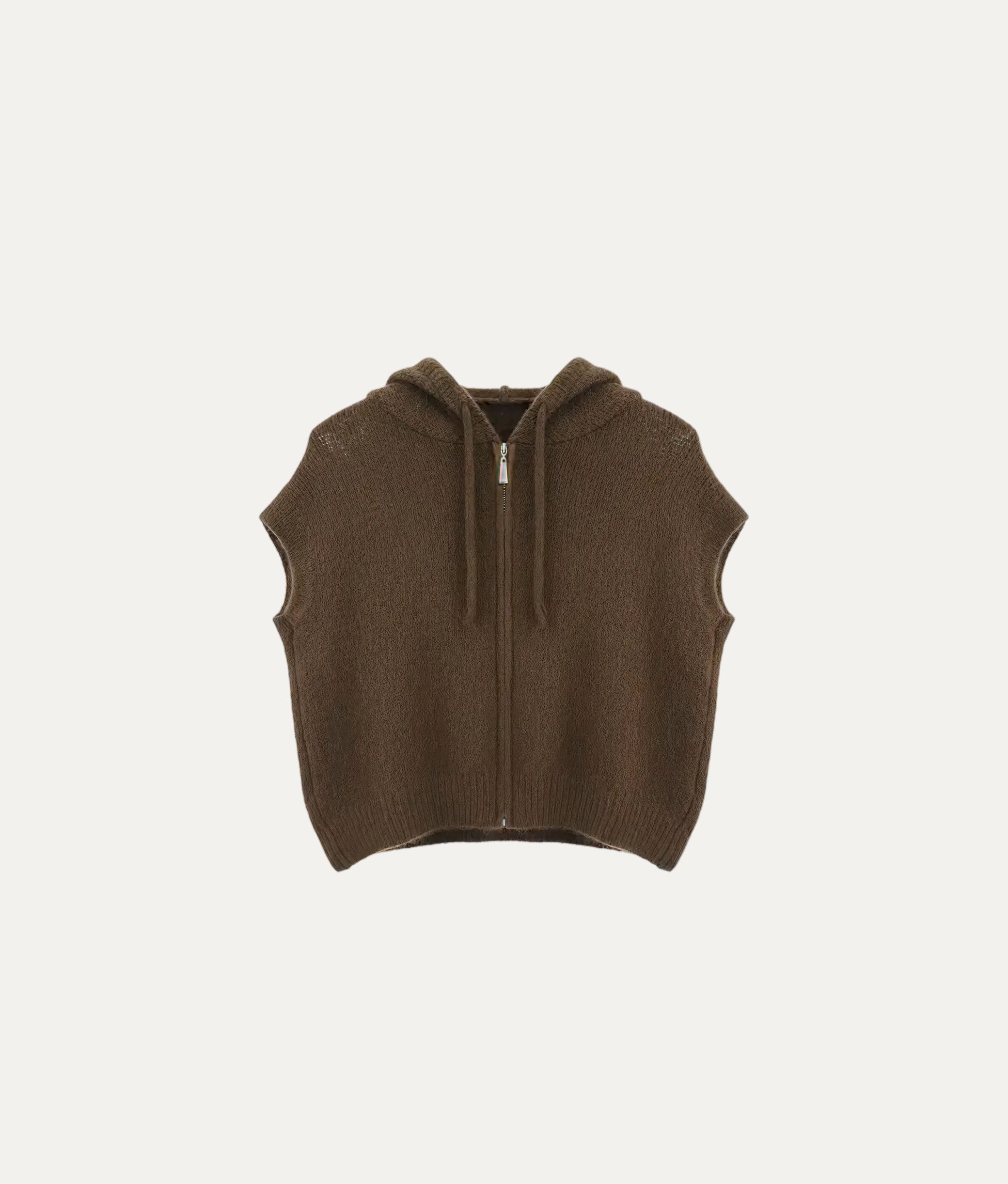 Brown Wool Hoodie Vest