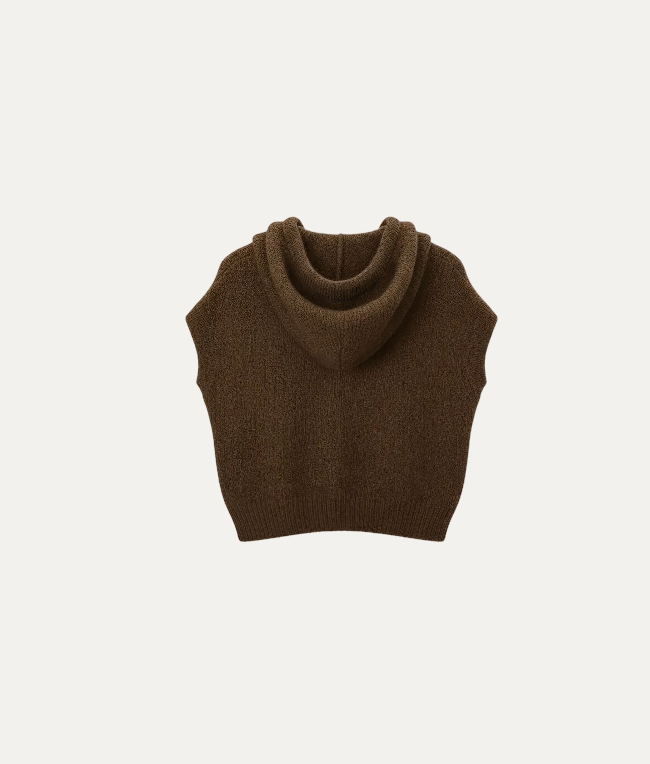 Brown Wool Hoodie Vest